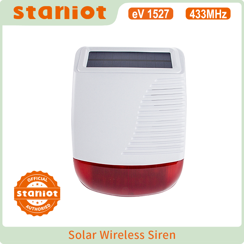Home Security Equipment - Staniot sirene estroboscópica solar externa sem