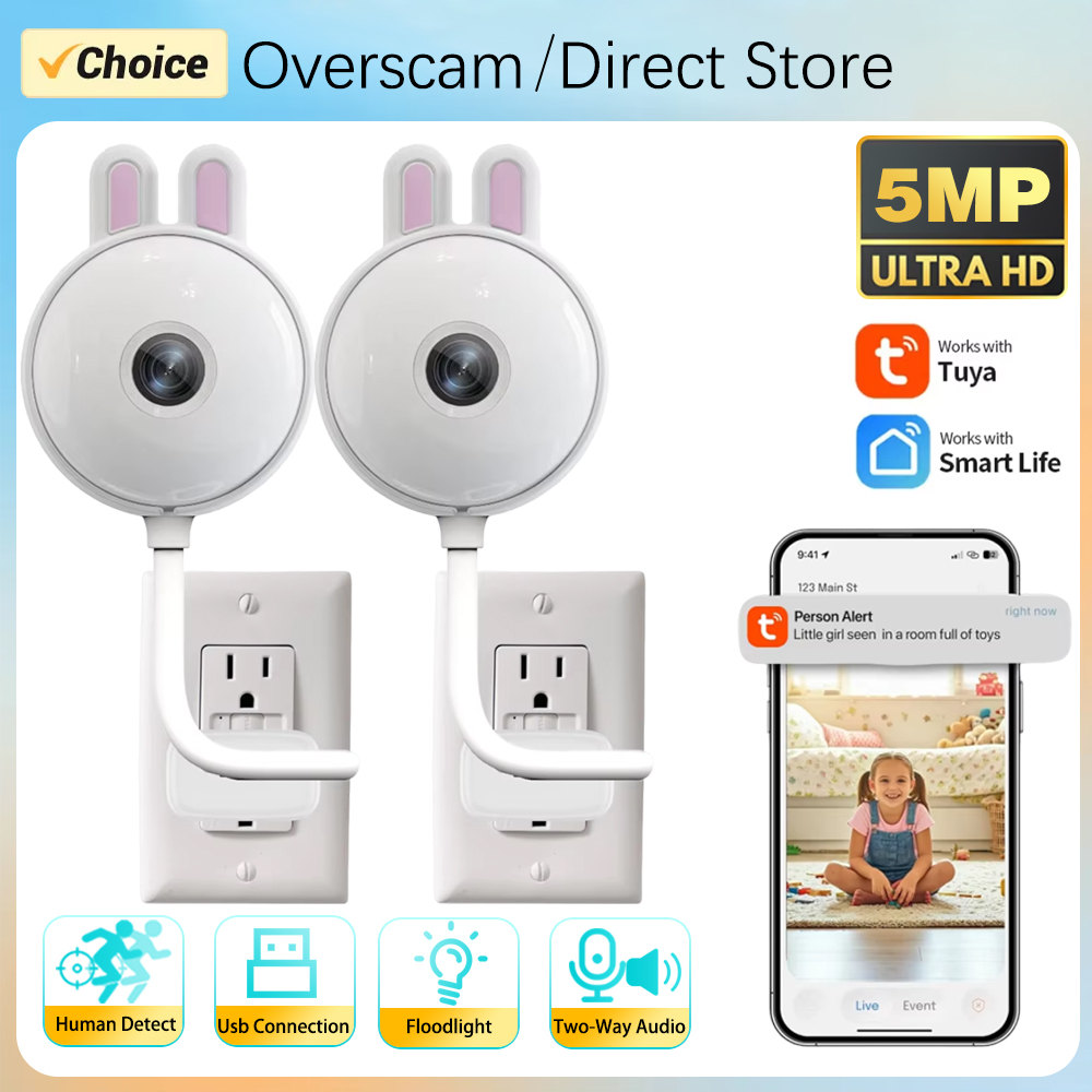 Home Security Flood Lights - Mini Câmera de Segurança WiFi Tuya