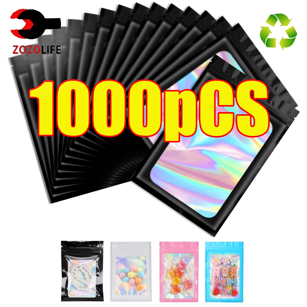 Home Security Laser - 10-1000 Peças Sacos Ziplock Holográficos Pretos