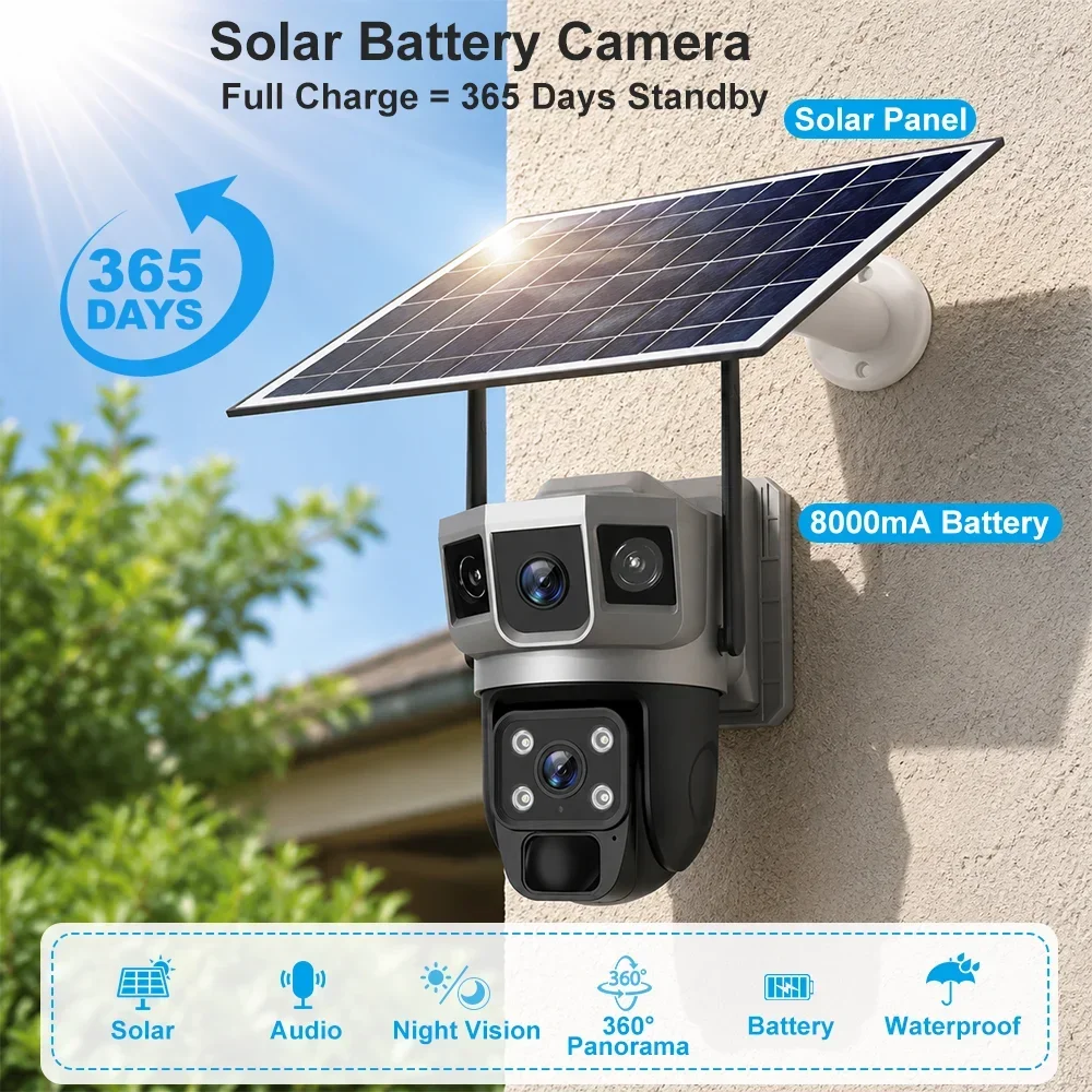 Câmera V380 4K com 3 Telas, 4G - Home Security Camera Installation avaliação e preço